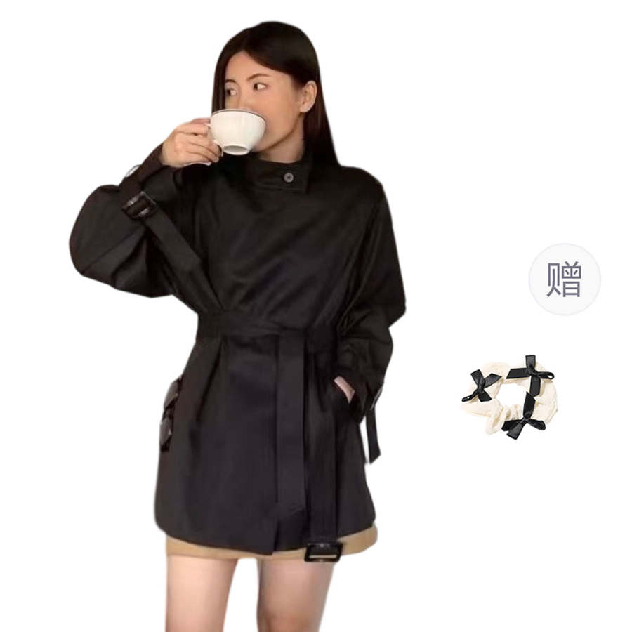 CPAURA Trench Coats Women's Stand Collar Moderate Other