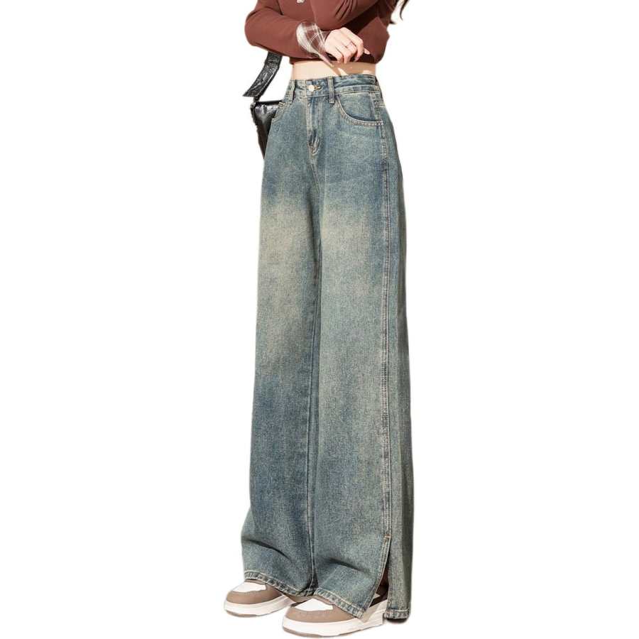 Tonlion Jeans Women's Vintage Blue Moderate Straight Fit Pants