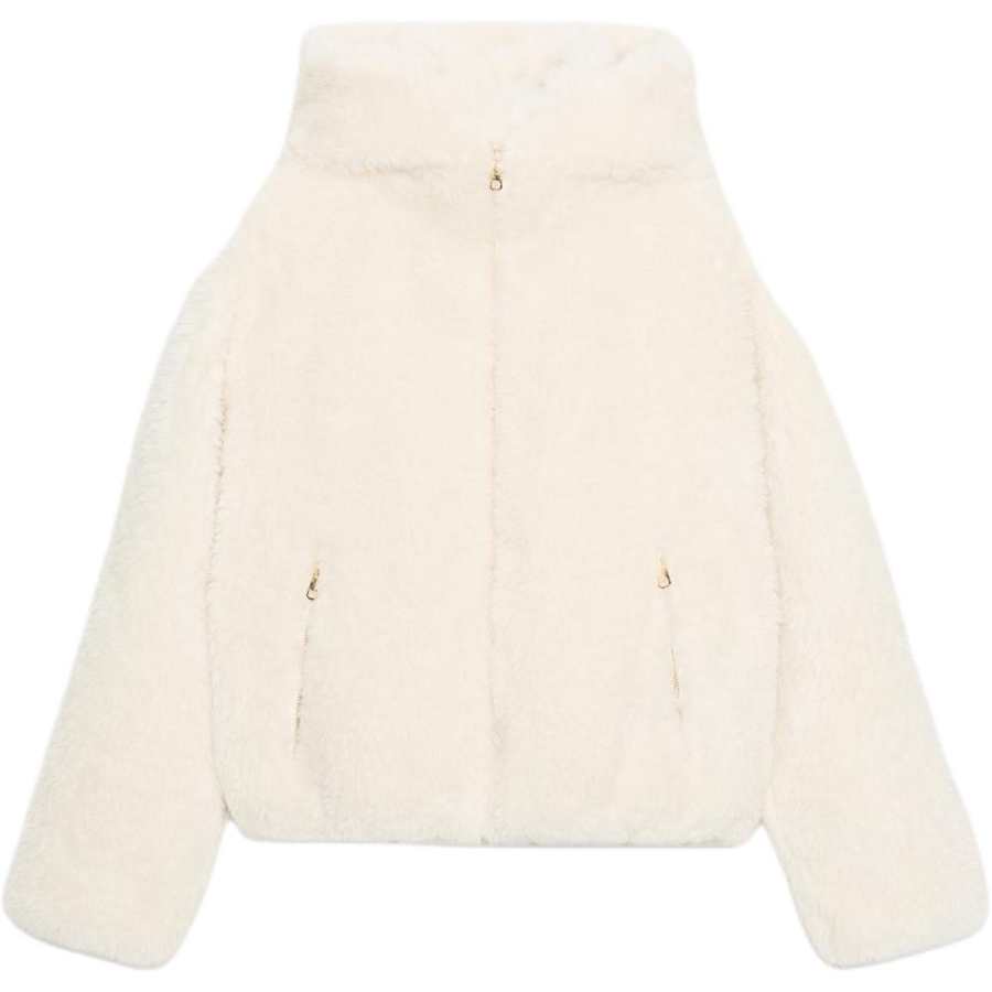 ZARA Velvet Jackets Women's White Hooded Moderate
