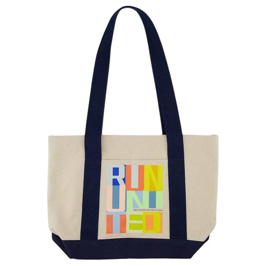 New Balance New Balance Cotton Tote Bag, Shopping Bag, Shoulder Bag, Handbag Unisex Beige Marine Blue