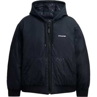 COACH Down Jackets Men's Marine Blue Hooded Moderate
