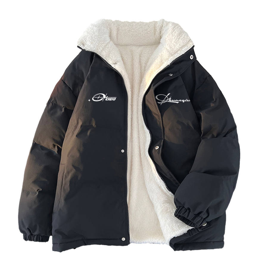 HUANQIU Puffer Jackets Unisex Stand Collar Moderate Padded Puffer Jacket