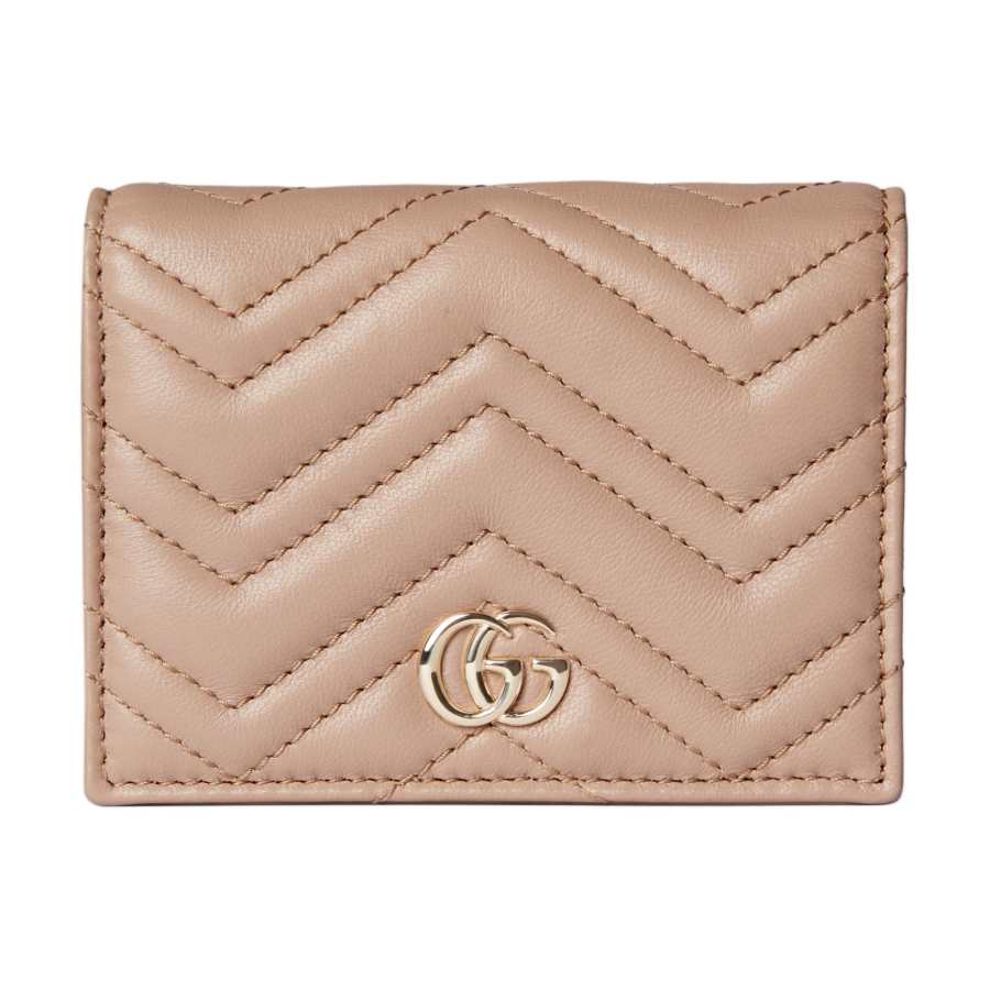 GUCCI GG Marmont Leather Wallet Regular Women's Pink Beige