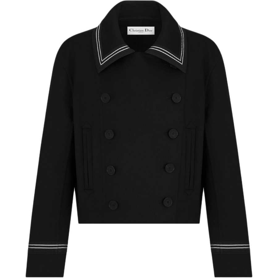 DIOR Coats Women's Black Lapel Moderate Straight Fit