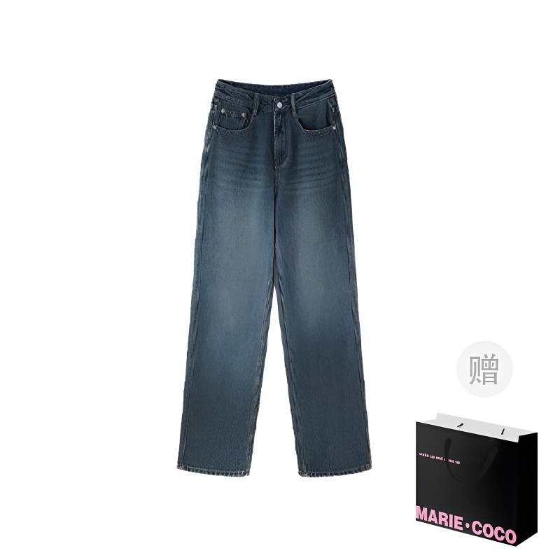 MARIE·COCO Jeans Women's Thickened And Fleece Lined Straight Fit Pants
