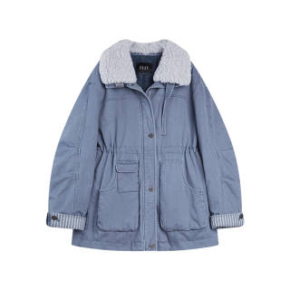 ELLE Down Jackets Women's Denim Blue Lapel