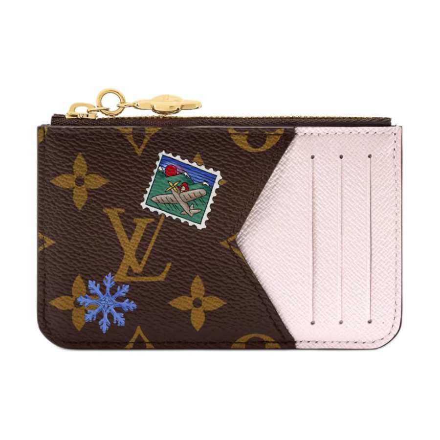LOUIS VUITTON Romy Coated Canvas Card Holder Women's Brown & Pink
