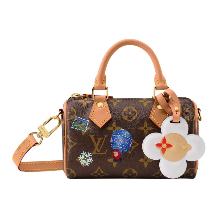 LOUIS VUITTON NANO SPEEDY Coated Canvas One Shoulder Handbag Women's Brown