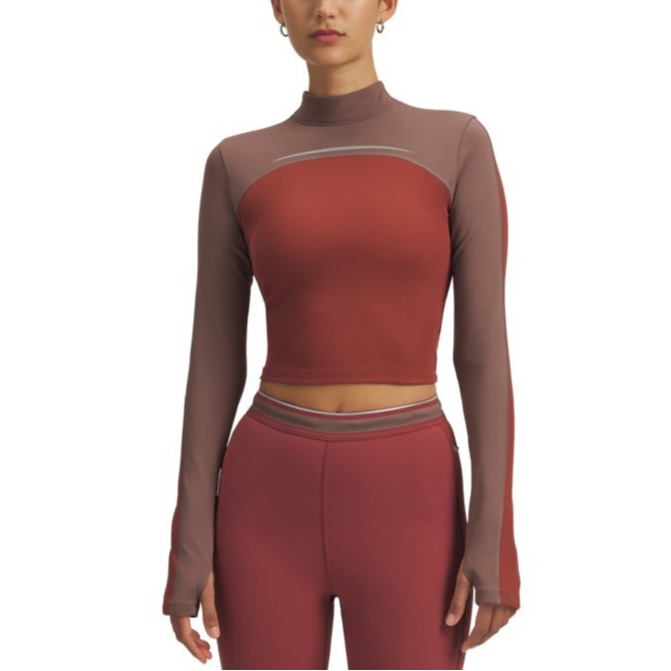Under Armour T Shirts Women's Red Brown Half Turtleneck Moderate