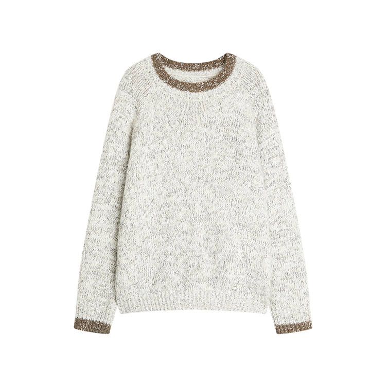 ELLE Knitwear Women's Beige Coffee Crew Neck Moderate