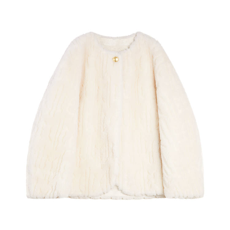 ELLE Velvet Jackets Women's White Crew Neck Moderate