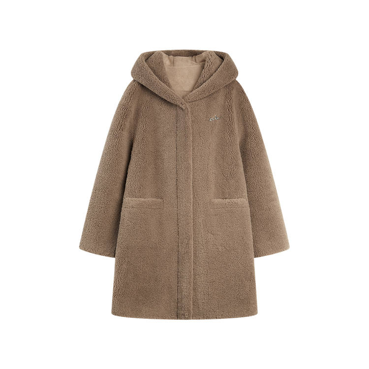 ELLE Velvet Jackets Women's Coffee Hooded Moderate