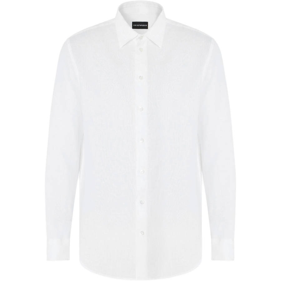 EMPORIO ARMANI Shirts Men's White Lapel Moderate Straight Fit
