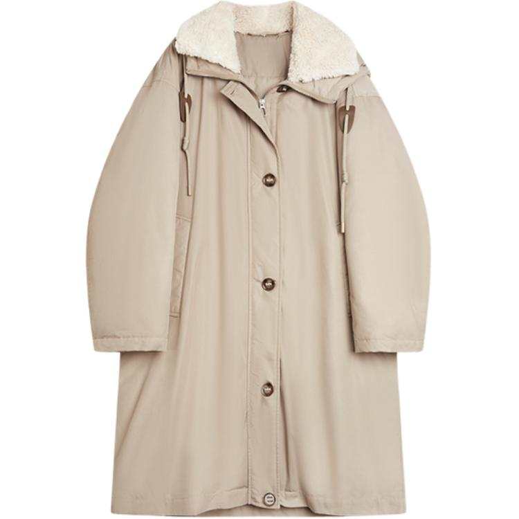 ELLE ELLE Down Jackets Women's Camel Lapel Moderate Parka Down Jacket