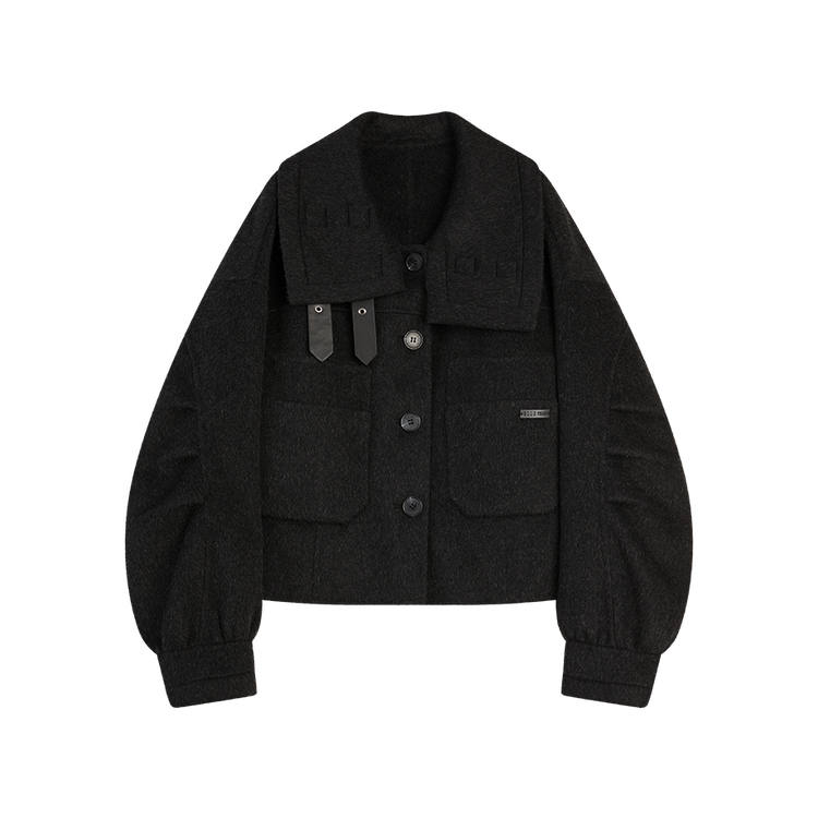 ELLE Coats Women's Black Lapel Moderate