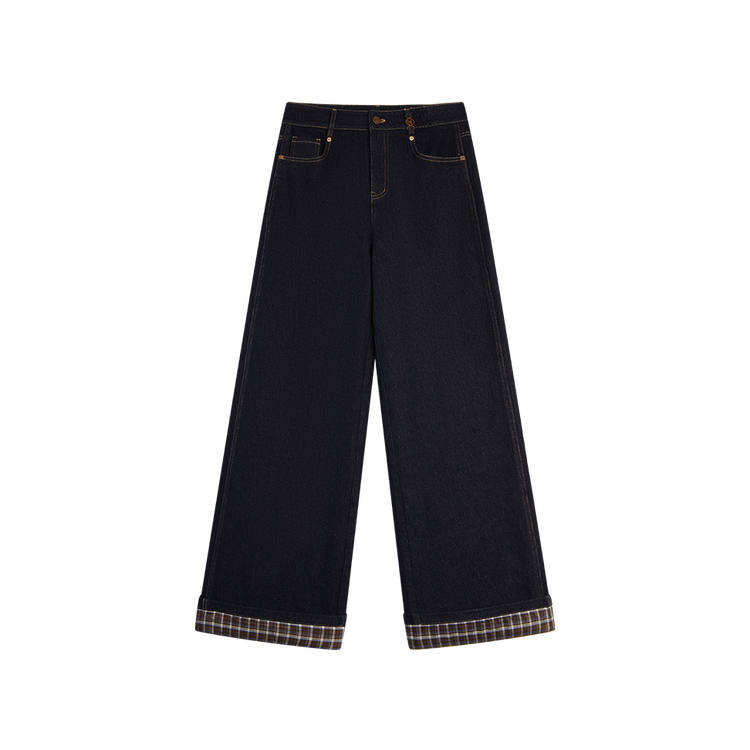 ELLE Jeans Women's Denim Blue Moderate Wide Leg Pants