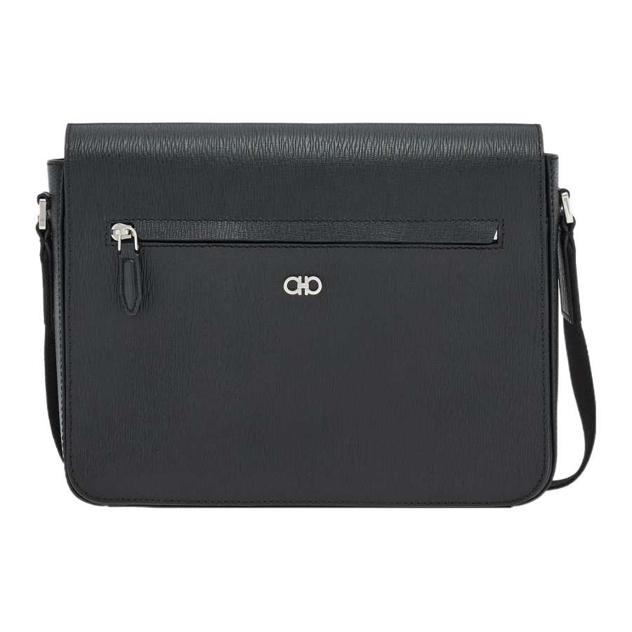 FERRAGAMO Gancini Calfskin Crossbody Bags Men's Black