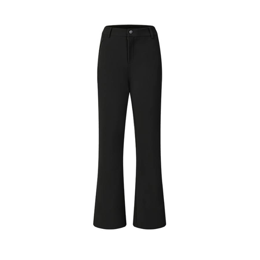 FILA SKI Fashion Minimalist Style Sports Versatile Fleece Lined Thermal Woven Casual Pants Women's Pitch Black