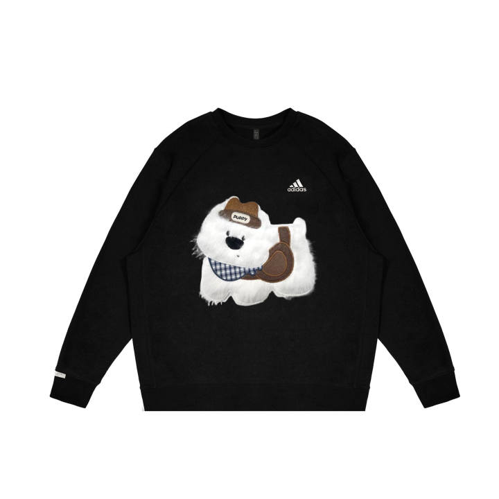 Adidas Adidas LABEL Sweatshirts Unisex Black Crew Neck Moderate