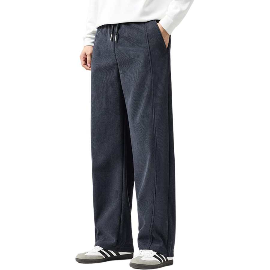 Hodo Casual Pants Men's Thickened And Fleece Lined Straight Fit Pants