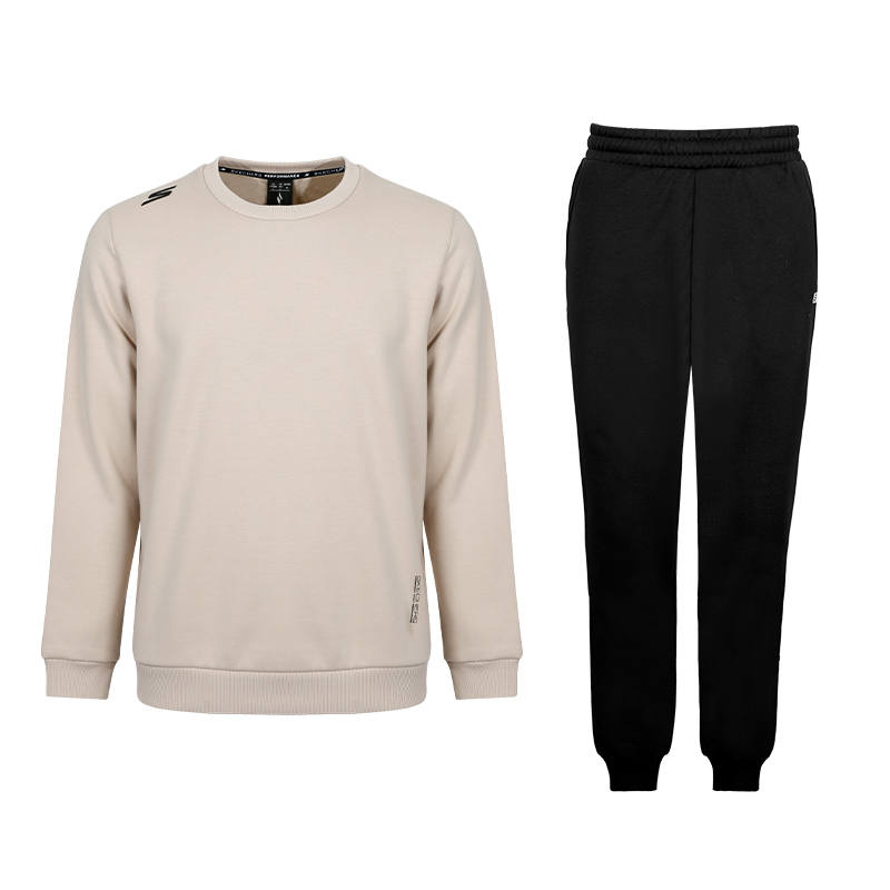 Skechers Fall Winter Crew Neck Thickened And Fleece Lined Knitted Fabric Long Sleeved Pants Two Piece Set