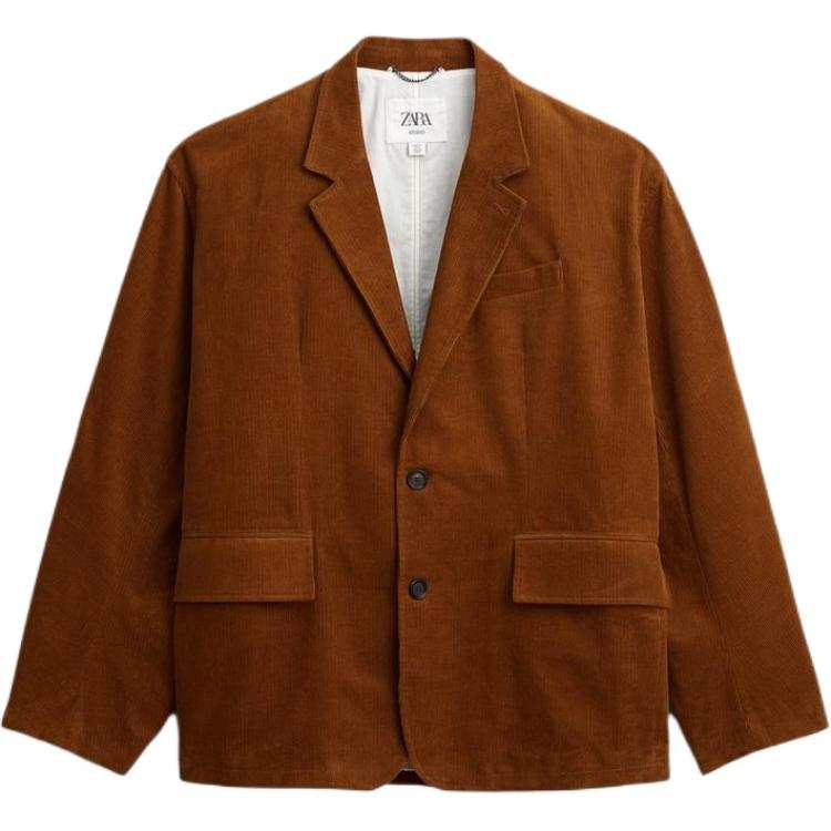 ZARA Business Suits Men's Brown Notch Lapel Moderate Business Suit