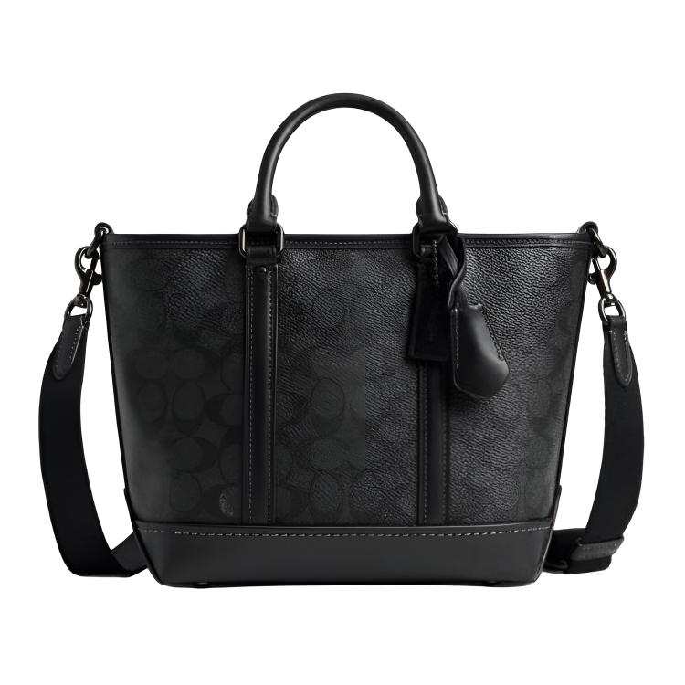 COACH Metropolitan Signature Coated Canvas With Refined Calfskin Tote Bag, Shopping Bag, Shoulder Bag, Handbag Small