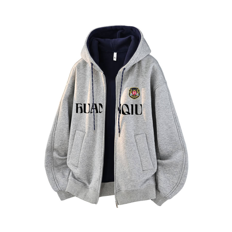 HUANQIU Sweatshirts Unisex Hooded Moderate Cardigan