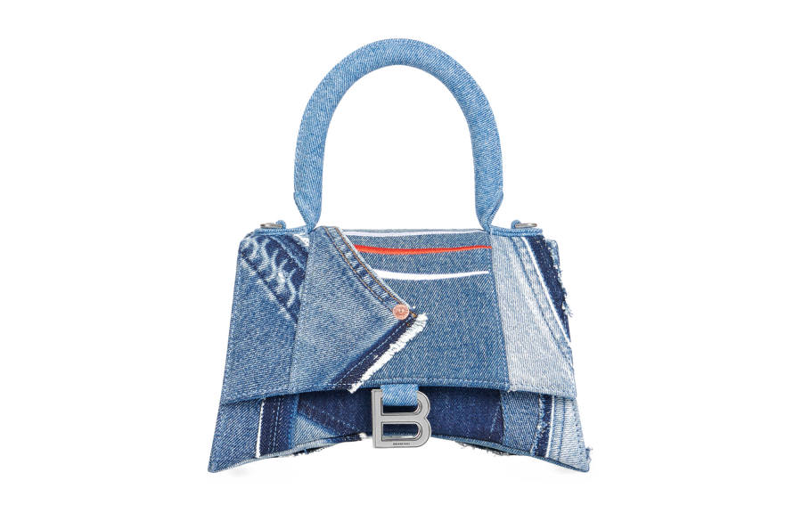 Balenciaga Hourglass Cotton Handbag Small Women's Blue
