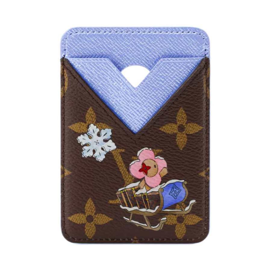 LOUIS VUITTON Coated Canvas Card Holder Women's Brown & Blue