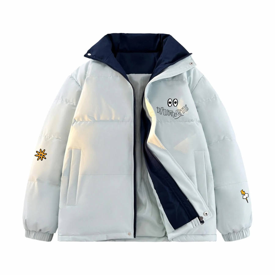HUANQIU Puffer Jackets Unisex Stand Collar Moderate Padded Puffer Jacket