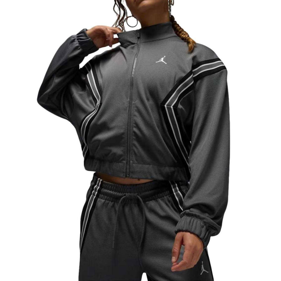 Jordan Jordan Brooklyn Jackets Women's Iron Gray/Black/Canvas/Canvas Stand Collar Moderate Other