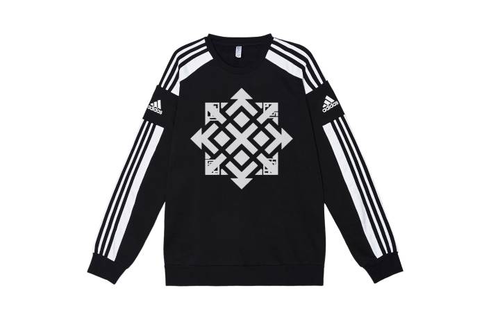 Adidas Adidas Sweatshirts Men's Black White Crew Neck Moderate Regular