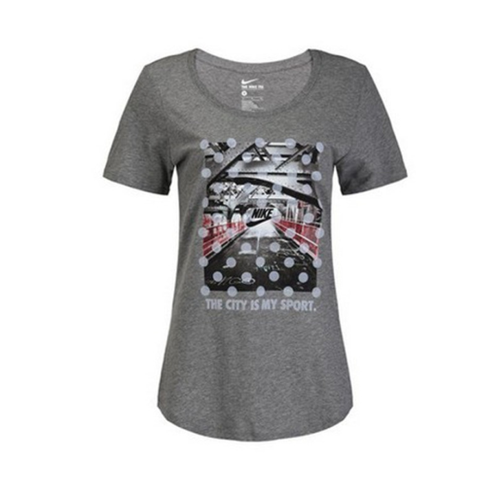 Nike Nike T Shirts Women's Gray Crew Neck Moderate Straight Fit