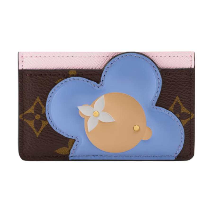 LOUIS VUITTON Vivienne Monogram Canvas Card Holder Women's Brown & Blue & Pink