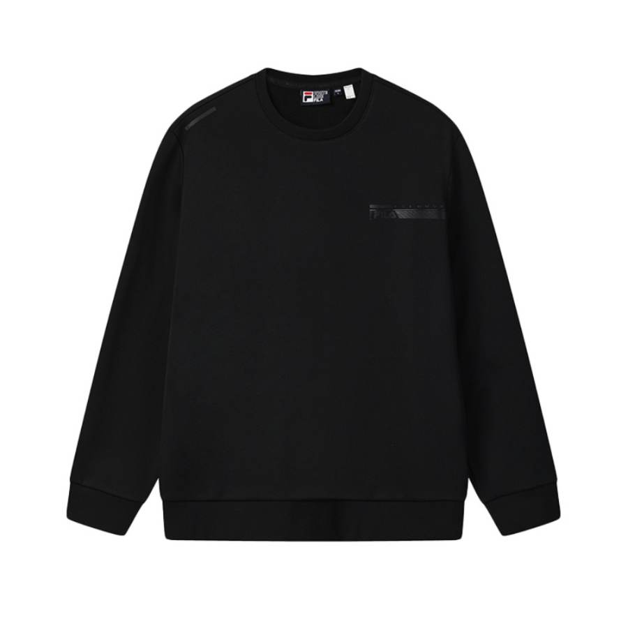 FILA WHITE Fashion Minimalist Style Classic Texture Casual Versatile Fleece Lined Thermal Pullover Crew Neck Sweatshirt
