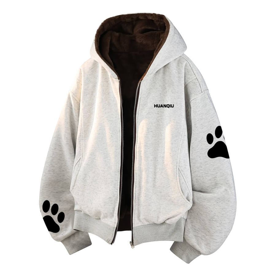 HUANQIU Sweatshirts Unisex Hooded Thickened Reversible