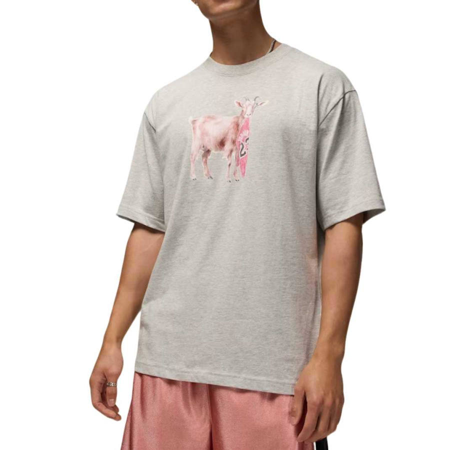 Jordan Jordan T Shirts Men's Gray Heather/Black Crew Neck Moderate Straight Fit