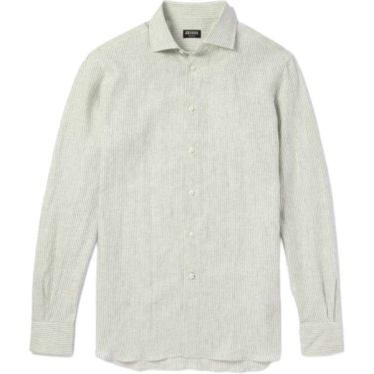 Ermenegildo Zegna Shirts Men's Light Green Lapel Moderate