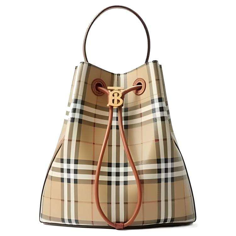 Burberry Polyester Bucket Bag Handbag Small Women's Brown & Beige