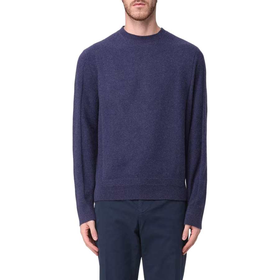 Ermenegildo Zegna Sweaters Men's Marine Blue Crew Neck Moderate Other