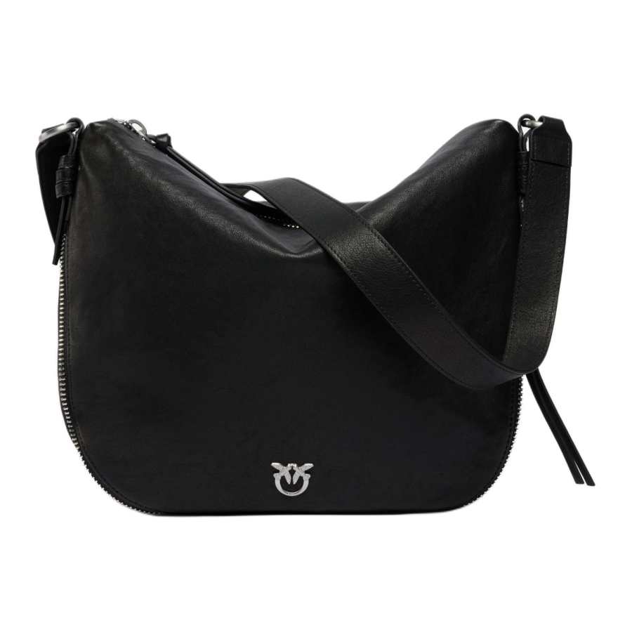 PINKO Love Birds Cow Leather Shoulder Bag Medium Women's Black