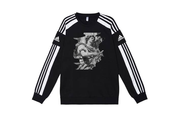 Adidas Adidas Sweatshirts Men's Black White Crew Neck Moderate Regular