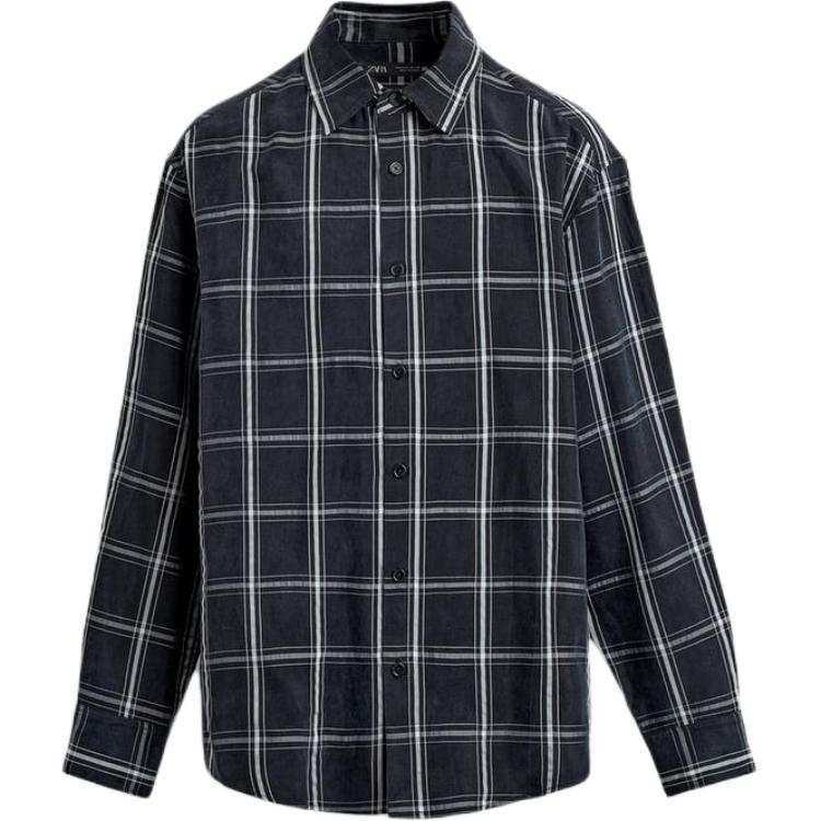 ZARA Shirts Men's Sea Blue Lapel Moderate