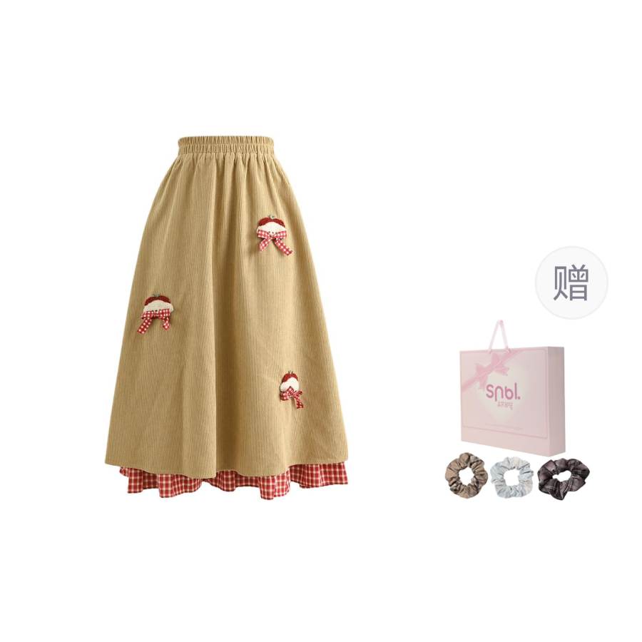 SNBL Casual Long Skirts Women's Khaki Moderate Mid Length A Line Skirt