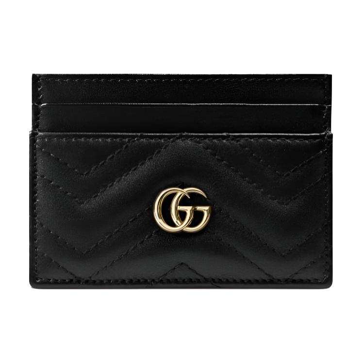 GUCCI GG Marmont Leather Card Holder Regular Women's Black