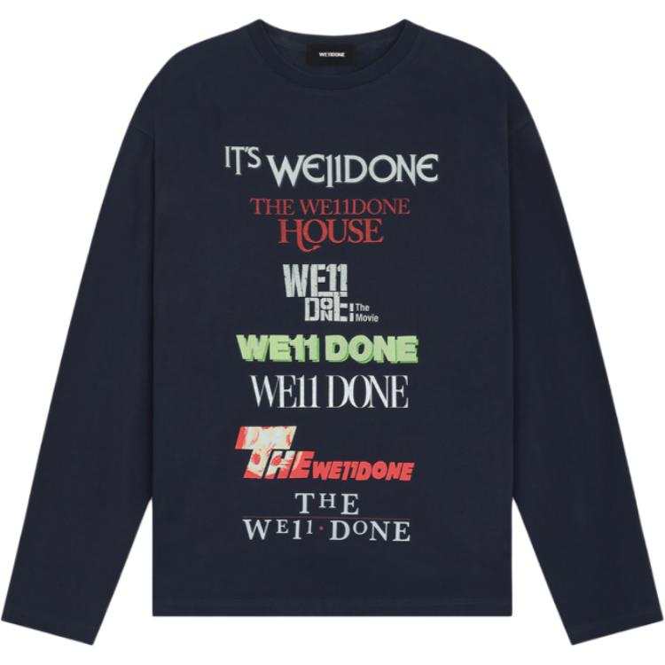 WE11DONE T Shirts Men's Marine Blue Crew Neck
