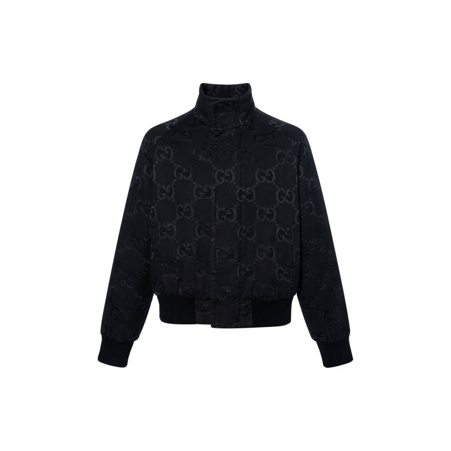 GUCCI Jackets Men's Black Stand Collar Moderate