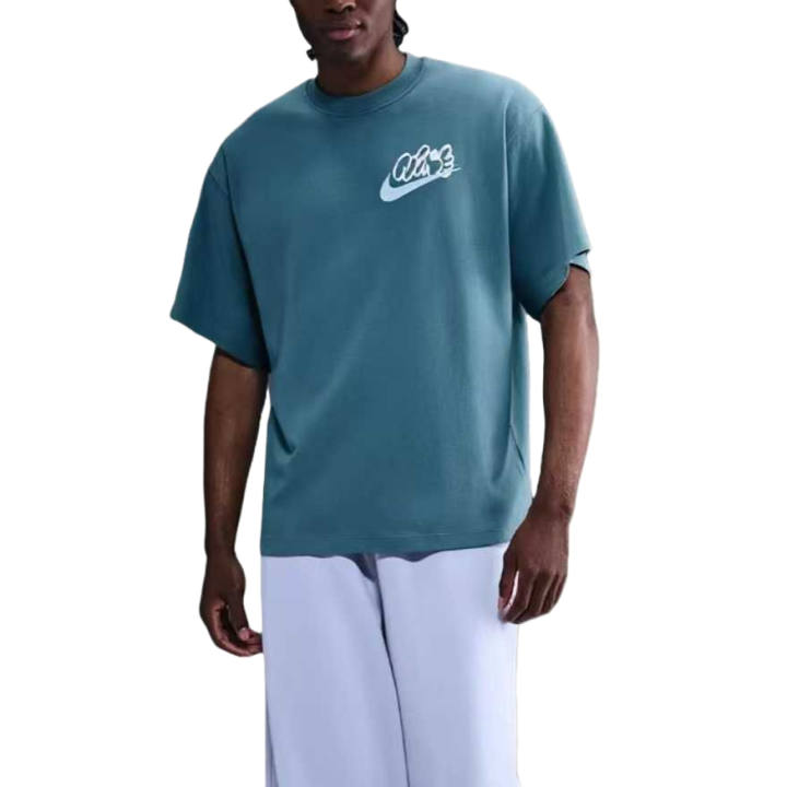 Nike Nike Solo Swoosh T Shirts Men's Smolder Blue Crew Neck Moderate Straight Fit