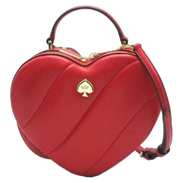 Kate Spade Leather Heart Shaped Bag Shoulder Bag Regular Women's Red